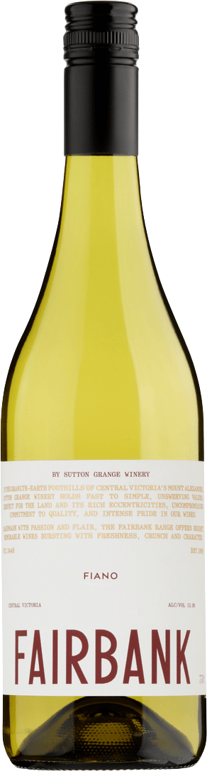 Sutton Grange Winery Fairbank Fiano 2024 bottle — Central Victoria Zone